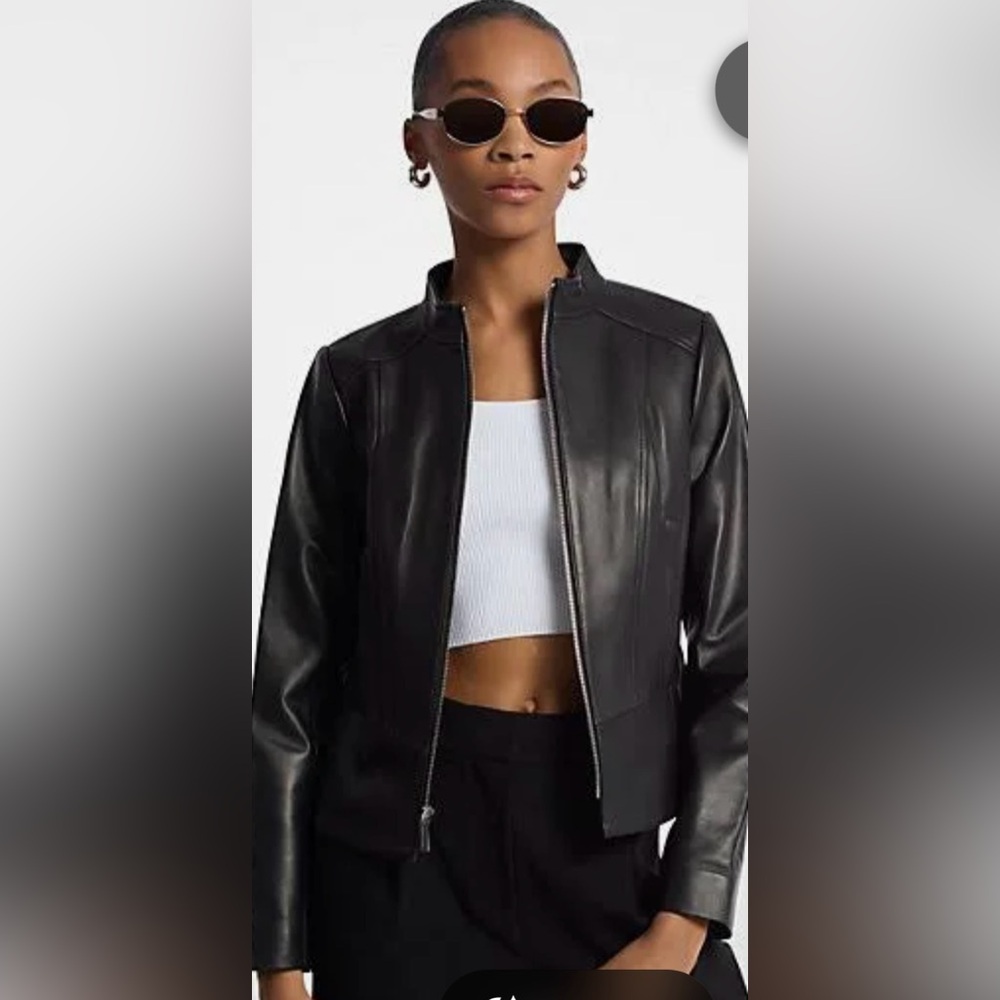 Michael Kors Black Leather Jacket - Picture 1 of 10